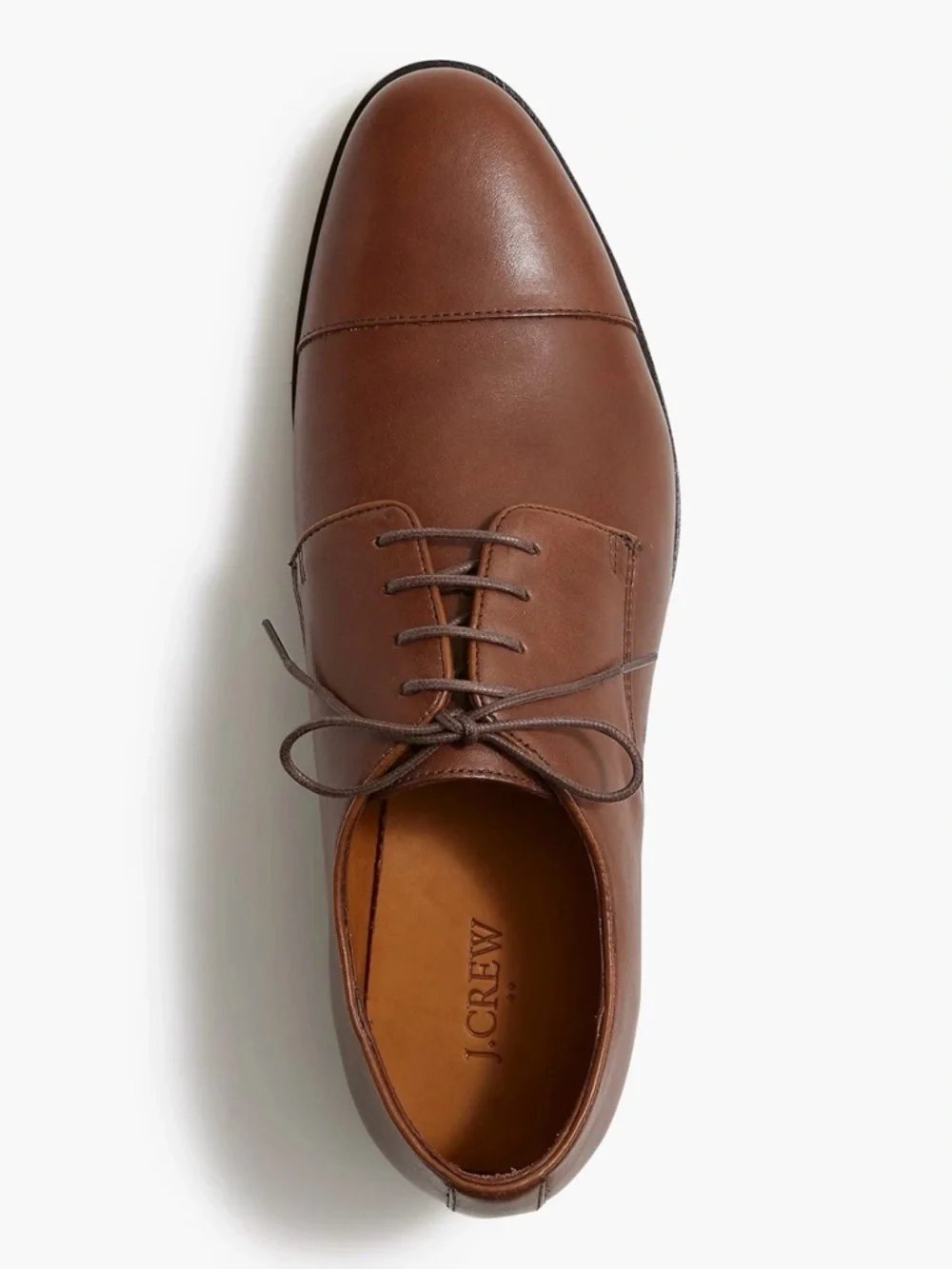J. CREW Leather cap-toe derby shoes in Brown Size 8 M NWOB $228‎ BS113